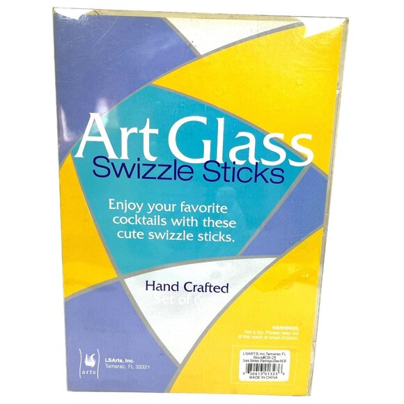 Handcrafted Art Glass Pink Flamingo Swizzle Sticks Cocktail Barware Set Of 6 - Picture 7 of 9